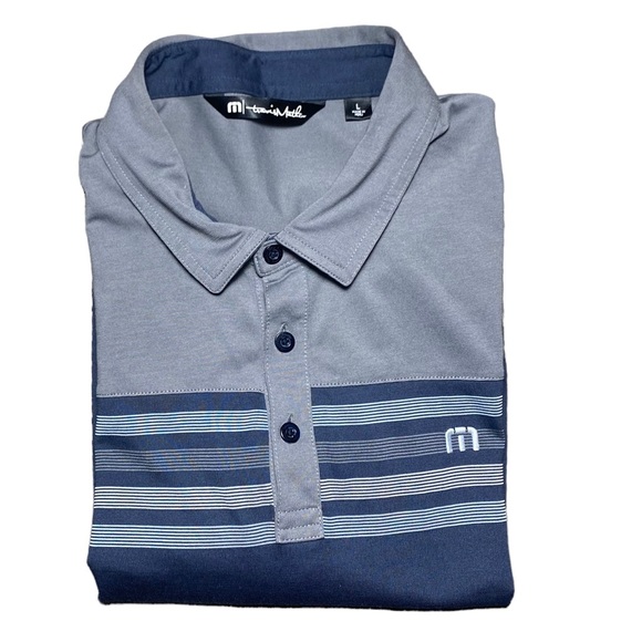 Travis Mathew Other - Travis Mathew All Day Every Day Short Sleeve Navy Colorblock Stripe Polo | L